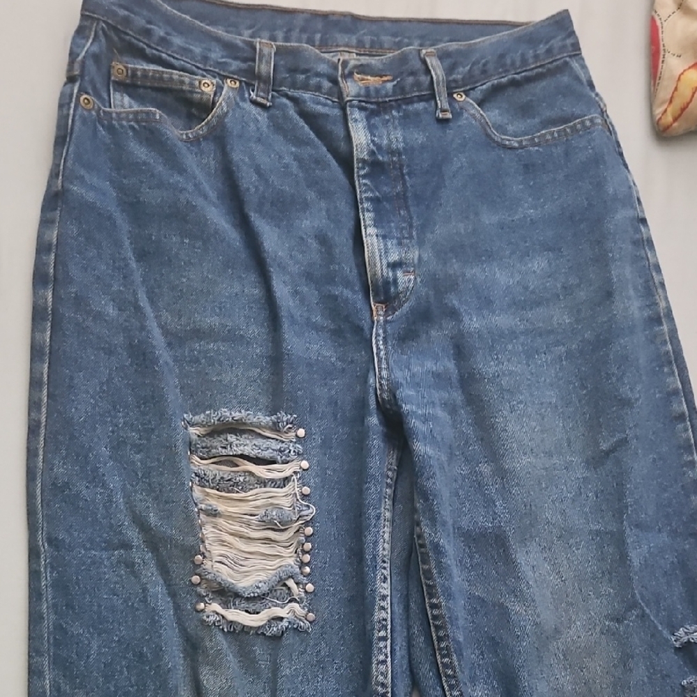 Men's Blue Distressed Jeans